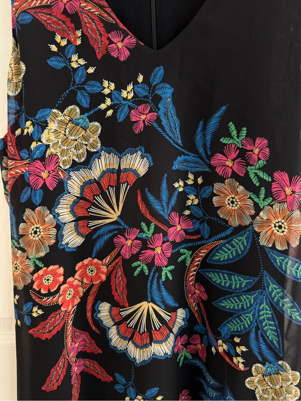 Karen Kane Multi Color Floral On Black Sleeveless Dress - Picture 8 of 11